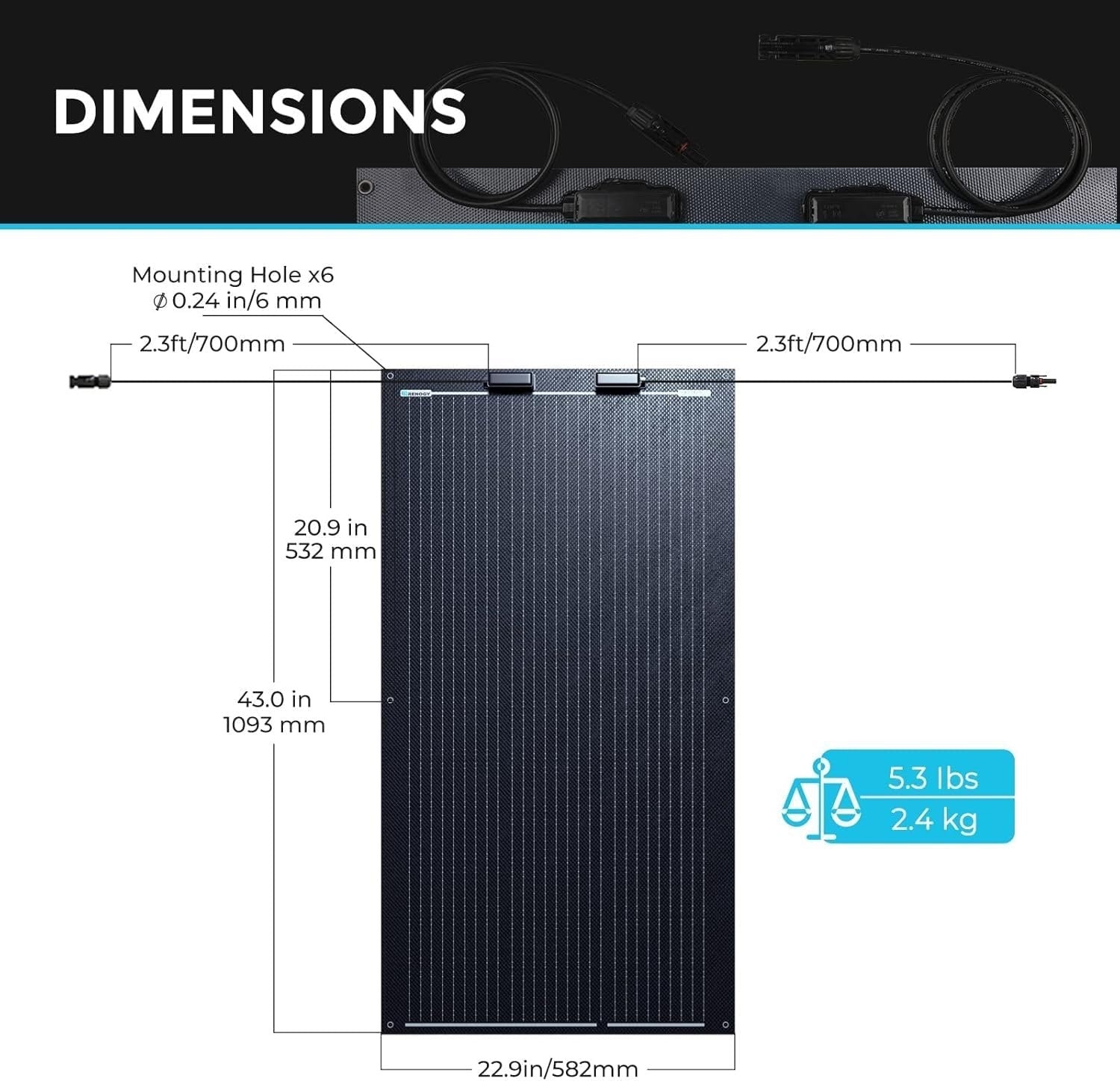Solar Panel Flexible 100W 12V Monocrystalline Bendable Motorhome RV Boat Van