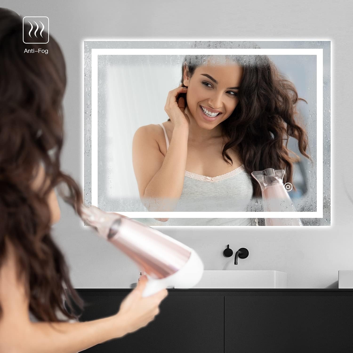LED Bathroom Mirror 500x700mm Lighted Anti Fog Wall Mounted Vanity Touch