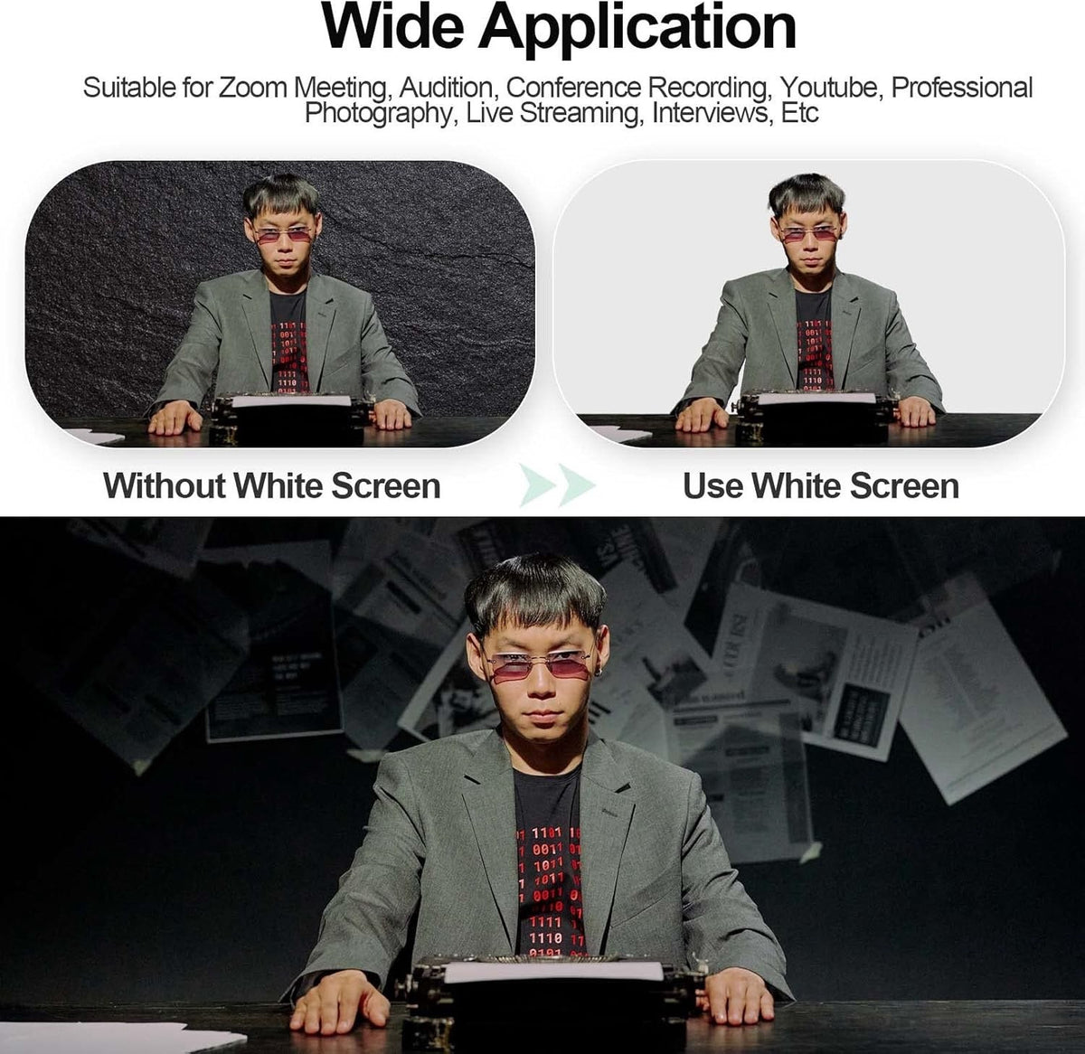 Photography Backdrop Stand Kit White 5x7ft Screen Adjustable T Shape Studio