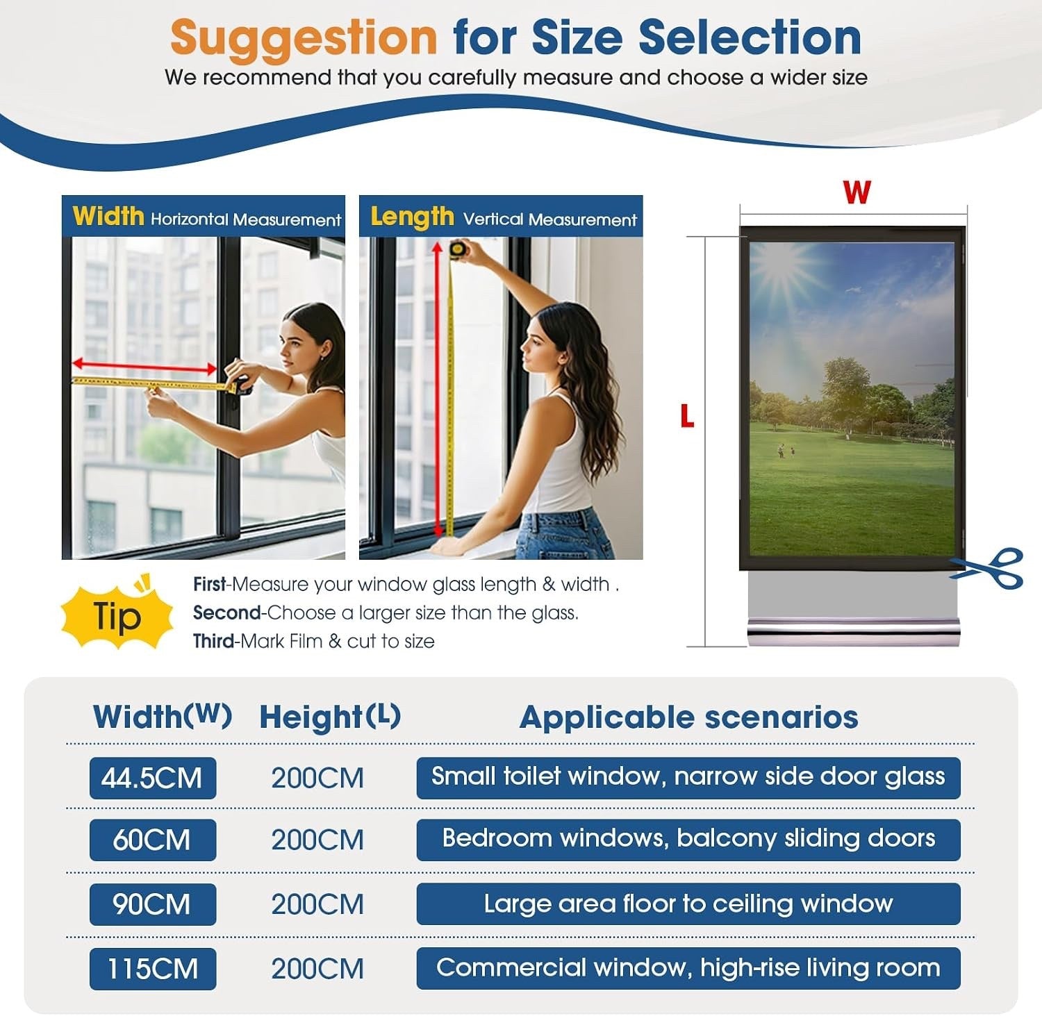 Window Film Privacy One Way Reflective Mirror Silver 90x300cm Static Cling UV