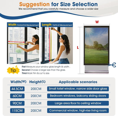 Window Film Privacy One Way Reflective Mirror Silver 90x300cm Static Cling UV