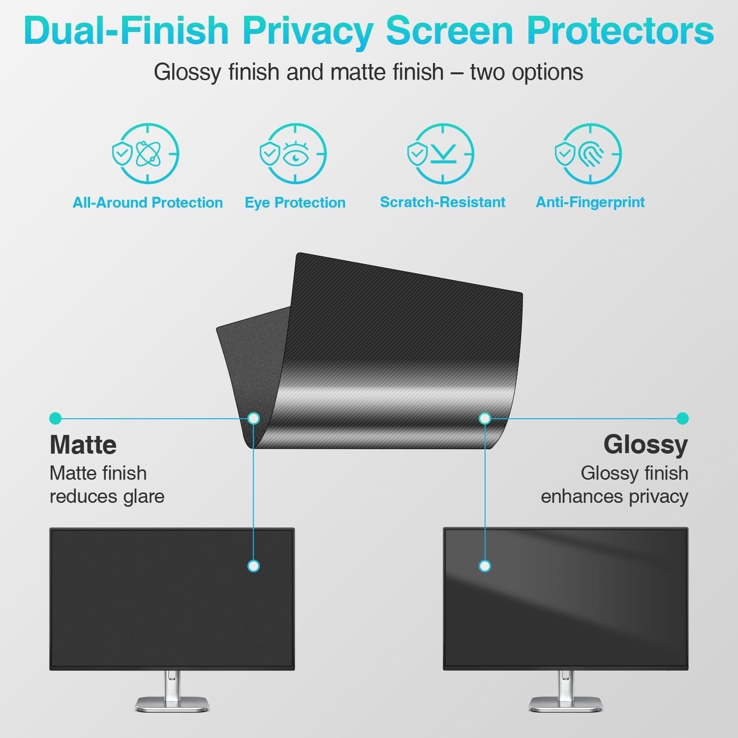 Computer Privacy Screen Filter 27in 16:9 598x337mm PC Anti Spy Blue Light Shield