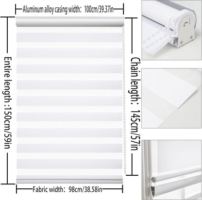 Zebra Roller Blind 100x150cm Day Night Blackout Window Shade White