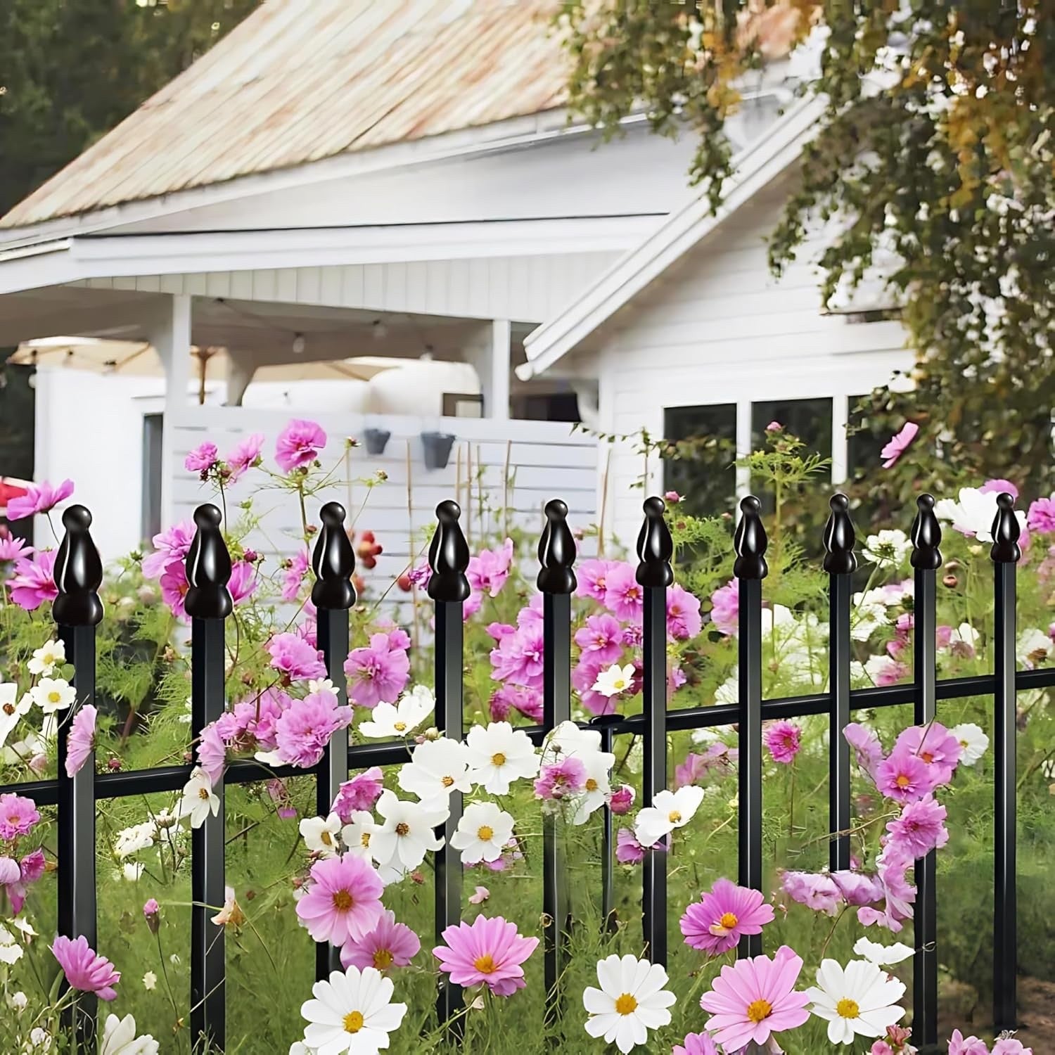 3m Decorative Metal Garden Fence 5 Pack Pet Barrier Border 81cm High