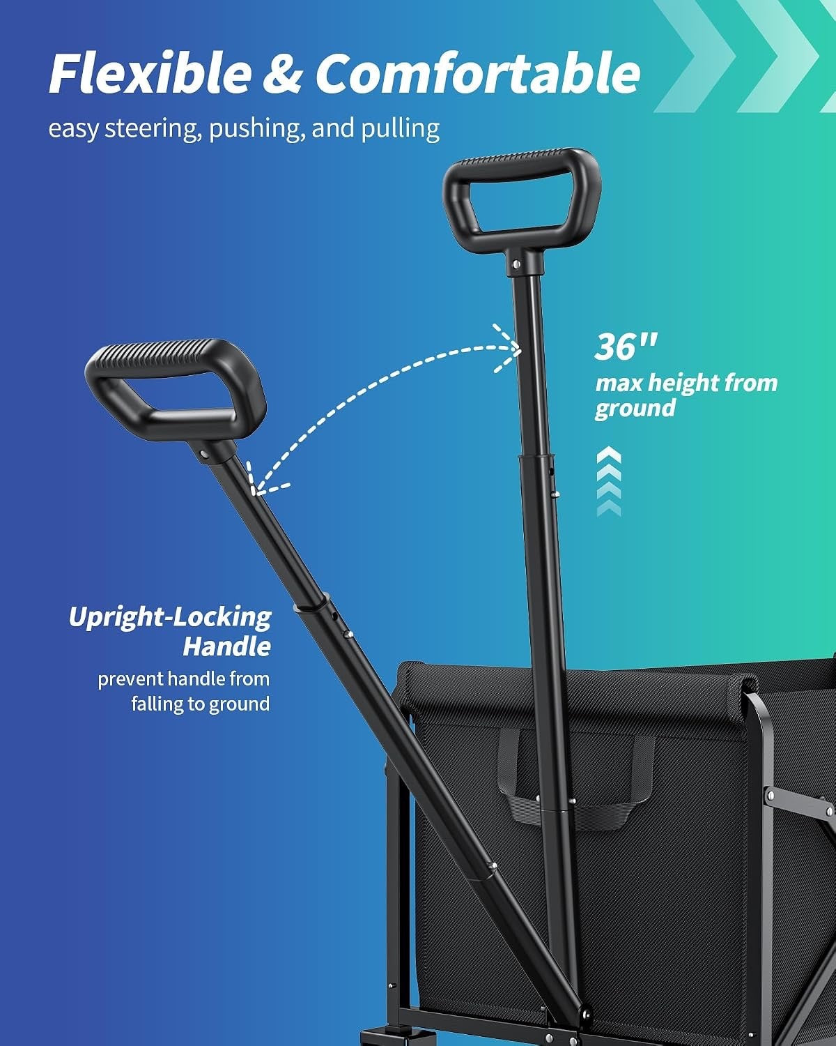 Folding Garden Trolley 100L Wagon Cart Portable Camping Shopping Black Utility