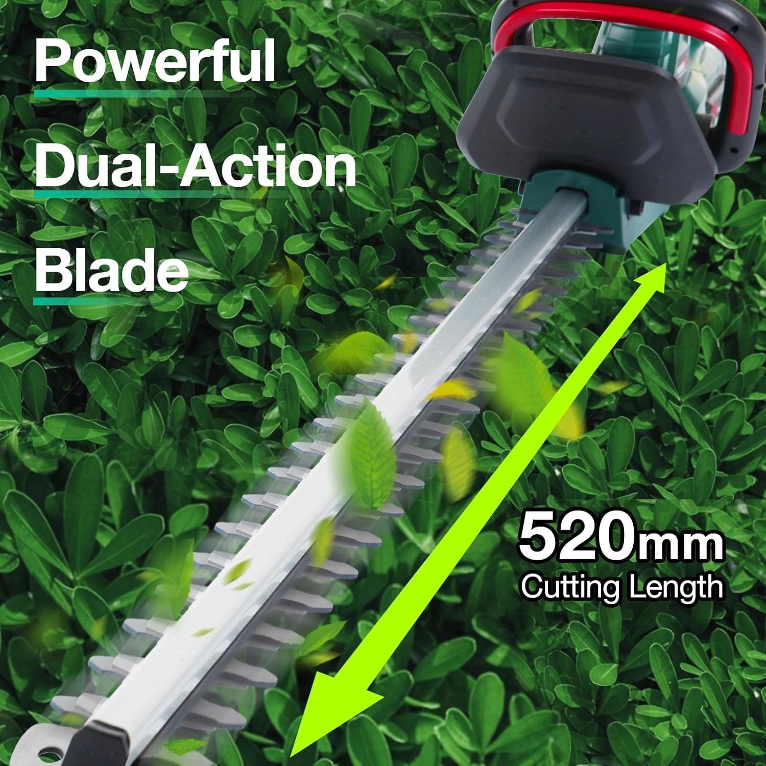 20V Cordless Hedge Trimmer 520mm Blade with 2.0Ah Battery Charger