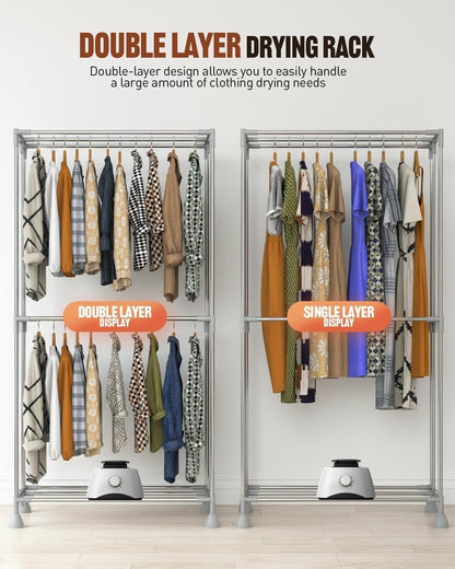 Electric Clothes Dryer Heated Airer Foldable Indoor Drying Rack Timer 1500W