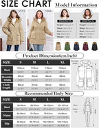 Womens Winter Parka Jacket Waterproof Fleece Lined Hooded Coat Khaki XL