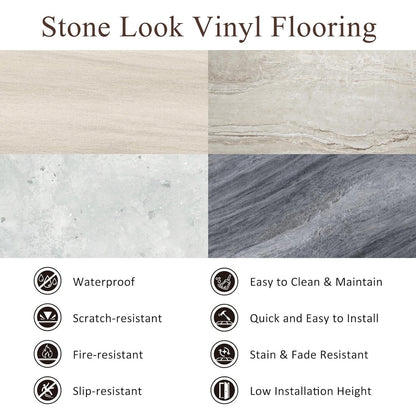 Self Adhesive Vinyl Floor Tiles Stone Effect Natural Travertine 12 Pack 2.23m²