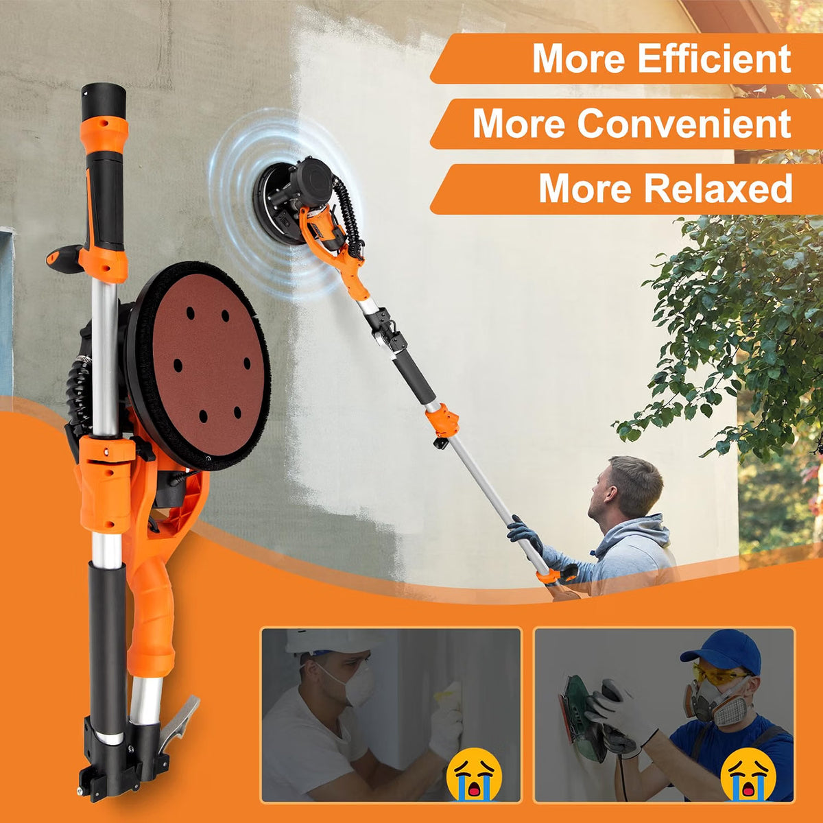 Drywall Sander 1000W 6-Speed LED Vacuum Wall Ceiling Electric Protmex