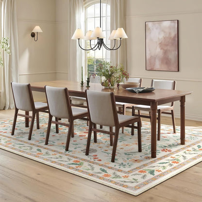 Large Living Room Rug Carpet 240x300cm Beige Vintage Floral Washable Non Slip