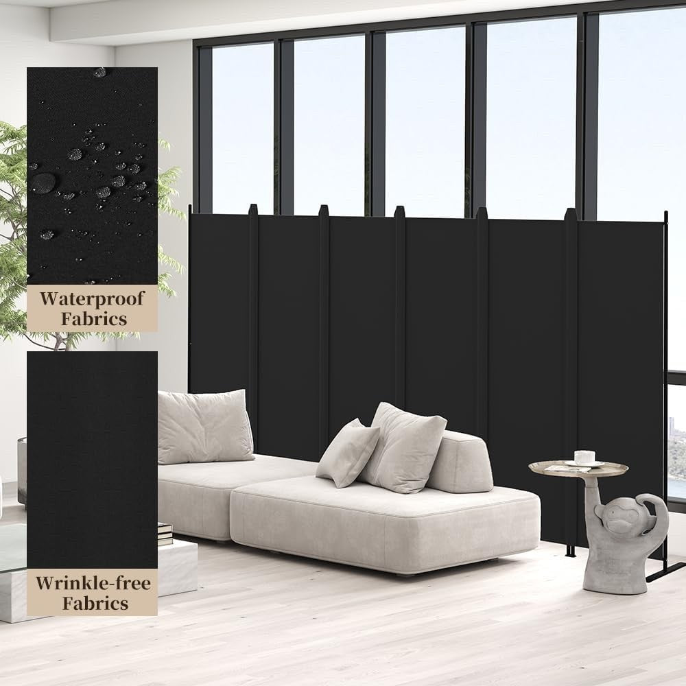 6 Panel Room Divider Folding Privacy Screen Freestanding Black Partition Home Of