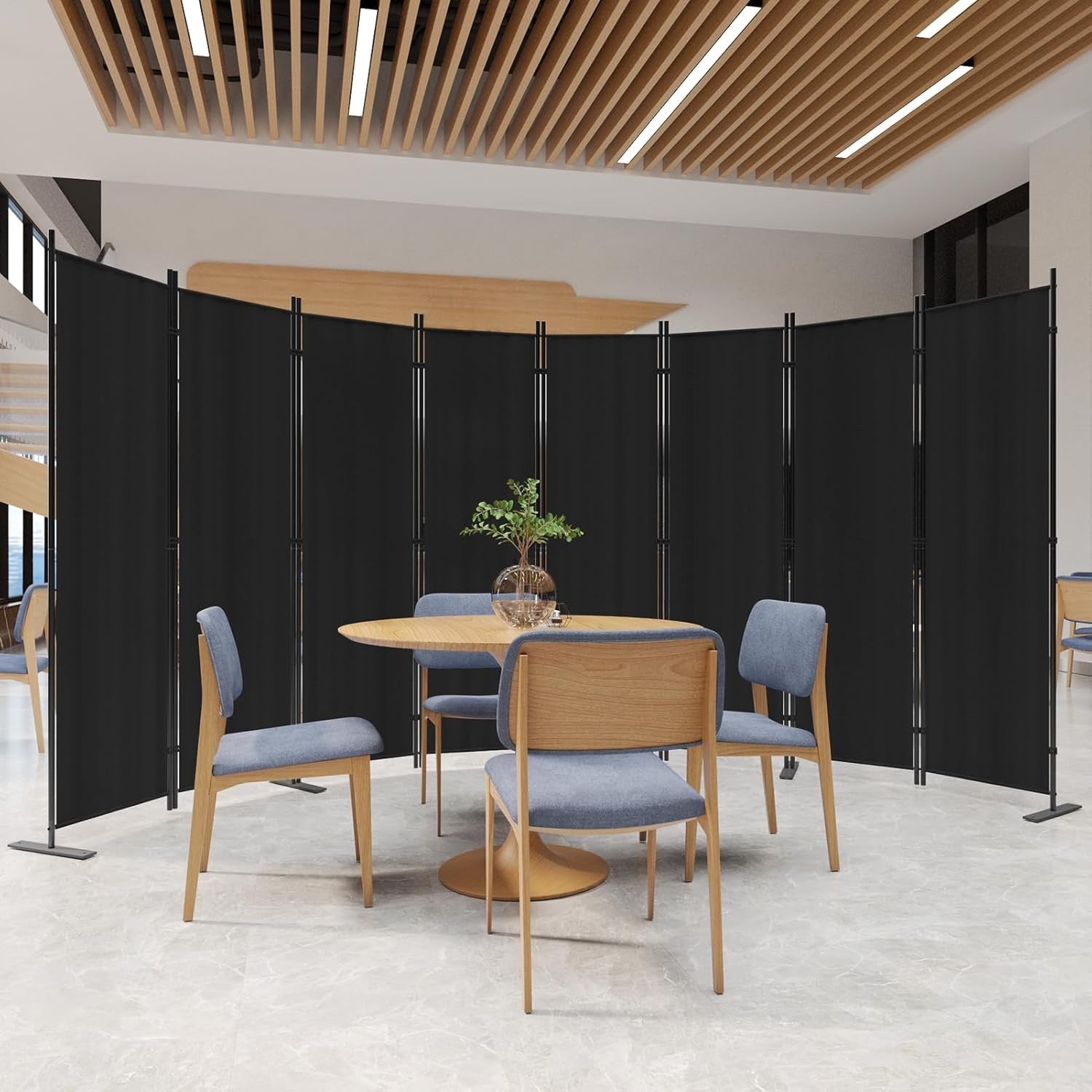 Black Folding Room Divider Privacy Screen Freestanding 180cm Partition Wall