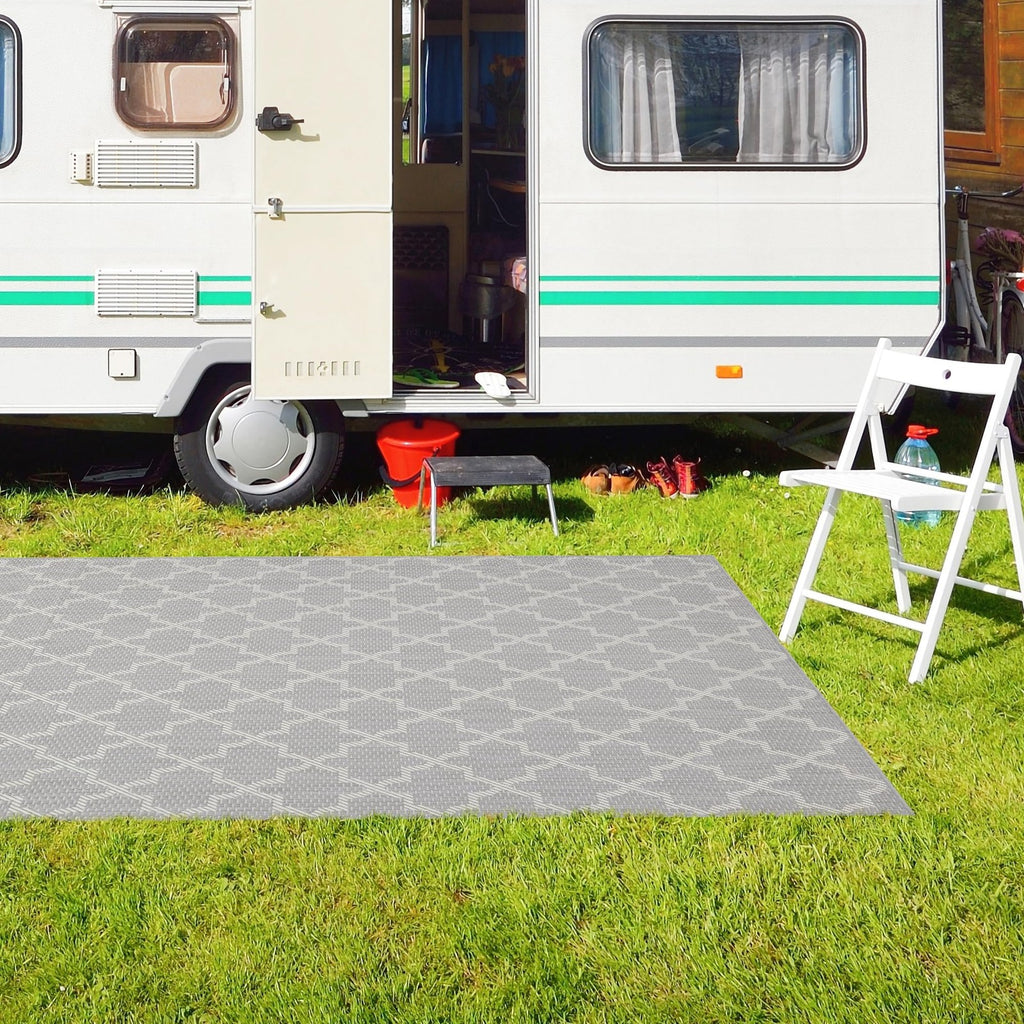 Outdoor Patio Rug 80x150cm Waterproof Garden Balcony Deck Mat Grey Large