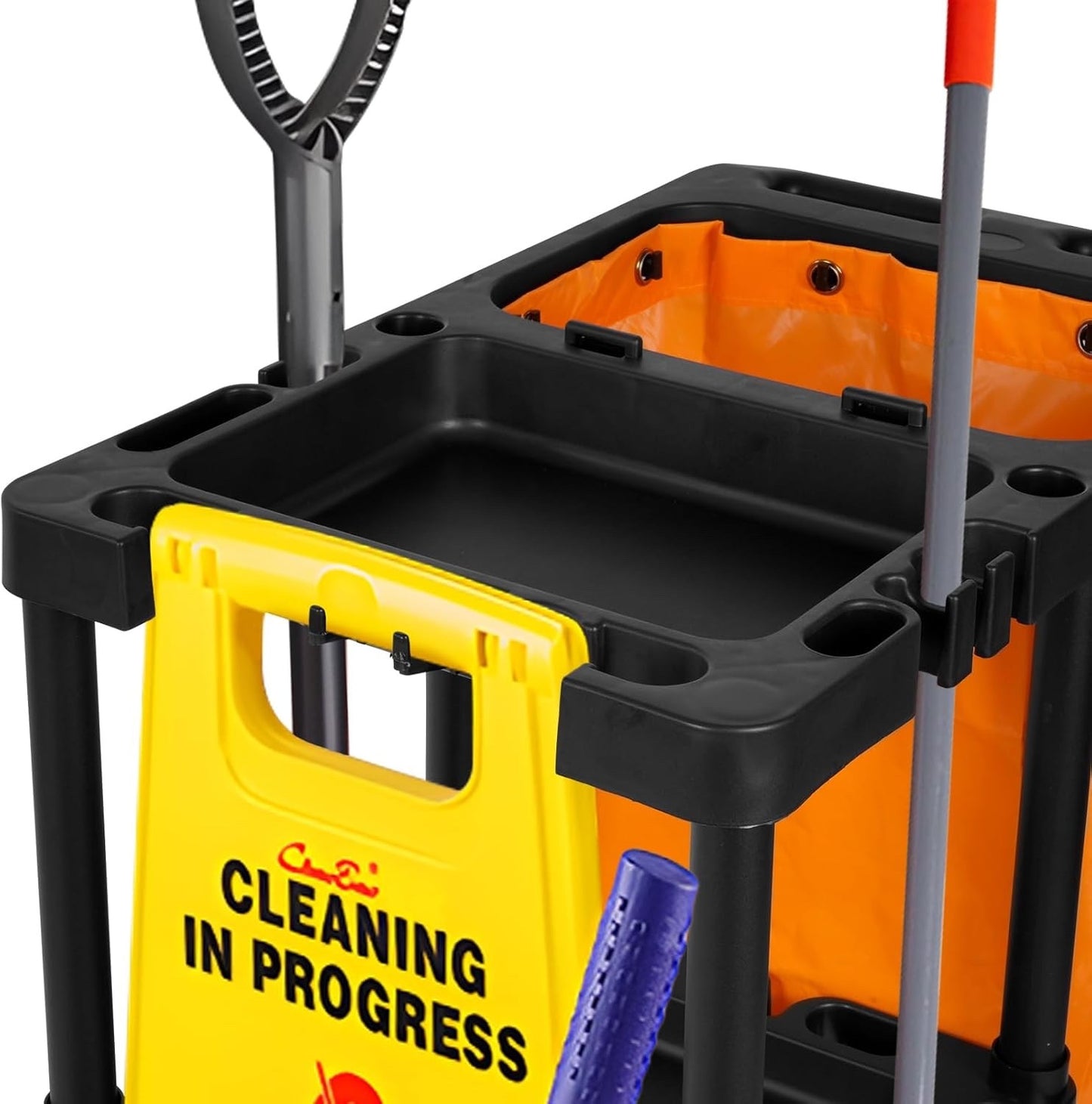 Large Janitorial Cleaning Cart Trolley Housekeeping Utility w/ Swivel Wheels