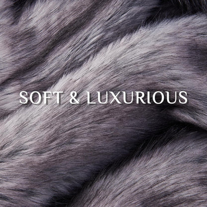 Faux Fur Throw Blanket Thick Warm Reversible Fluffy Grey Bed Sofa 230 x 270cm