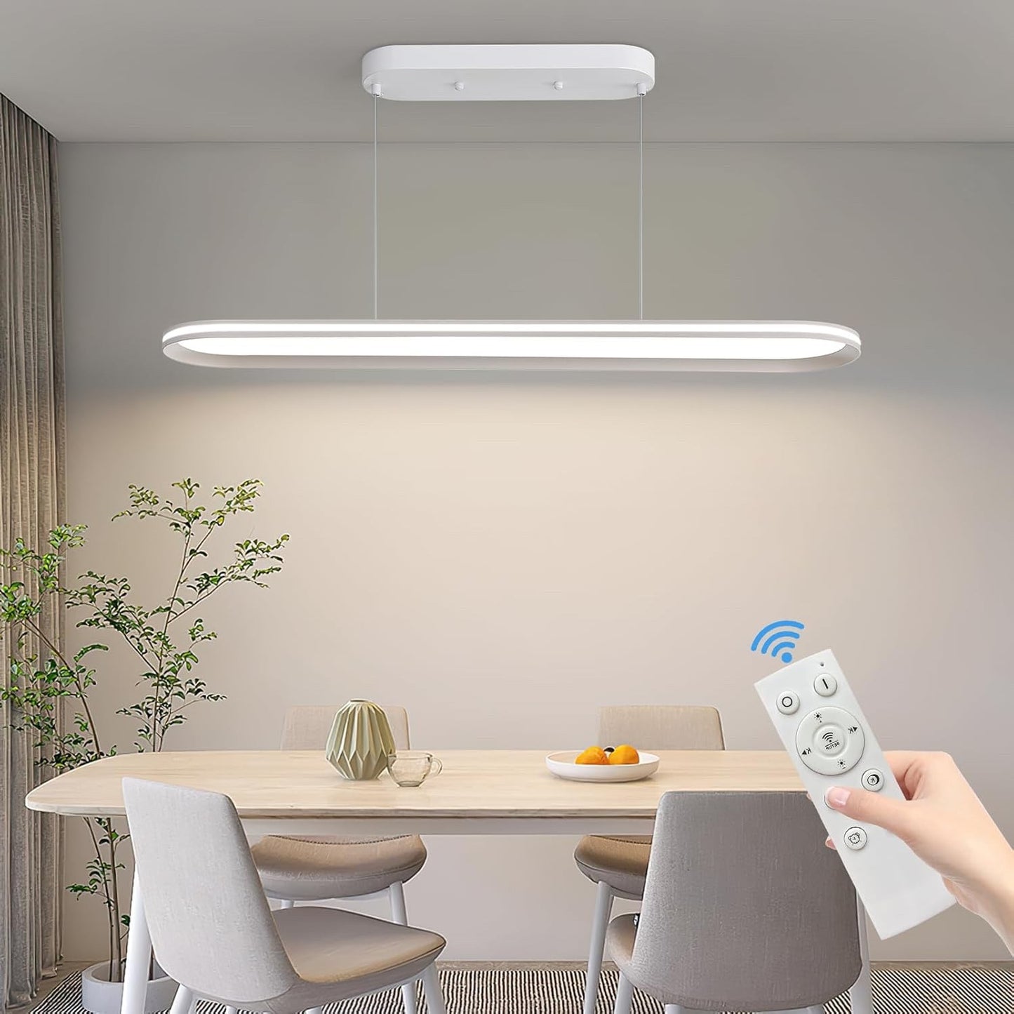 Oval Pendant Light 120cm Dimmable LED Ceiling Lamp Adjustable 3 Color Modes