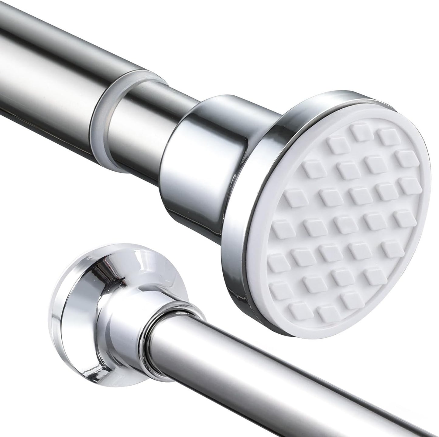 Extendable Shower Curtain Rod White Adjustable Tension Pole No Drill Bathroom