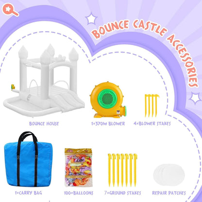 Bouncy Castle Inflatable Slide Trampoline Ball Pit White Garden Blower Kids