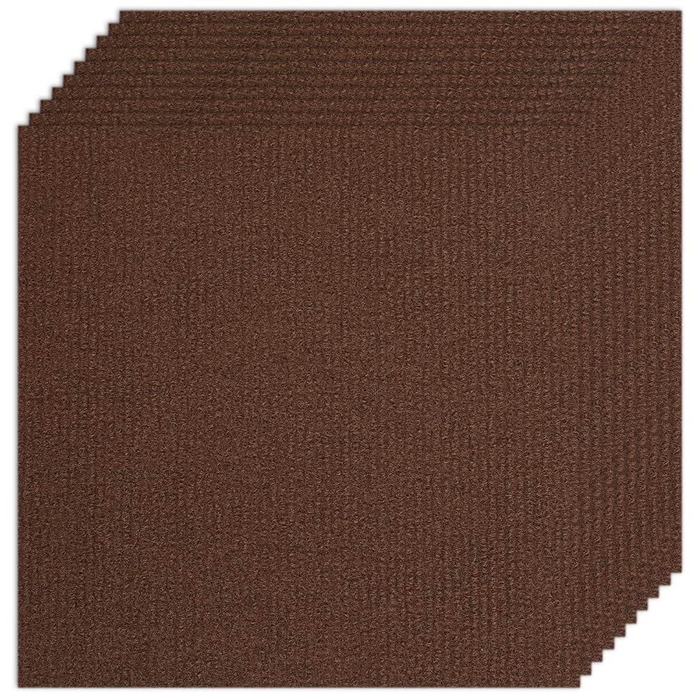 CREATCABIN 10Pcs Carpet Tiles Peel and Stick 12" x 12" Square Carpet Brown