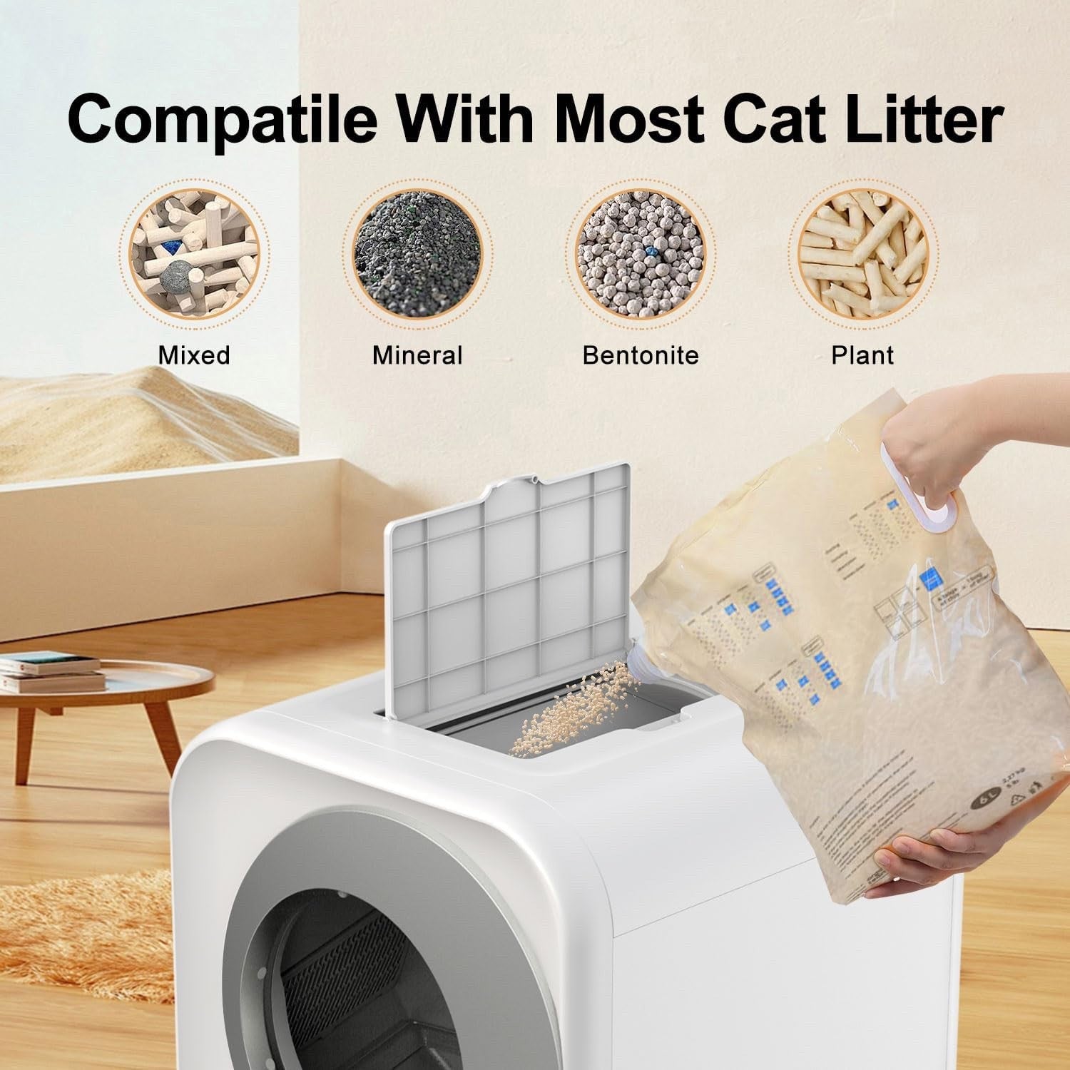Smart Self-Cleaning Cat Litter Box 75L WiFi App UV Sterilizer Auto Tray