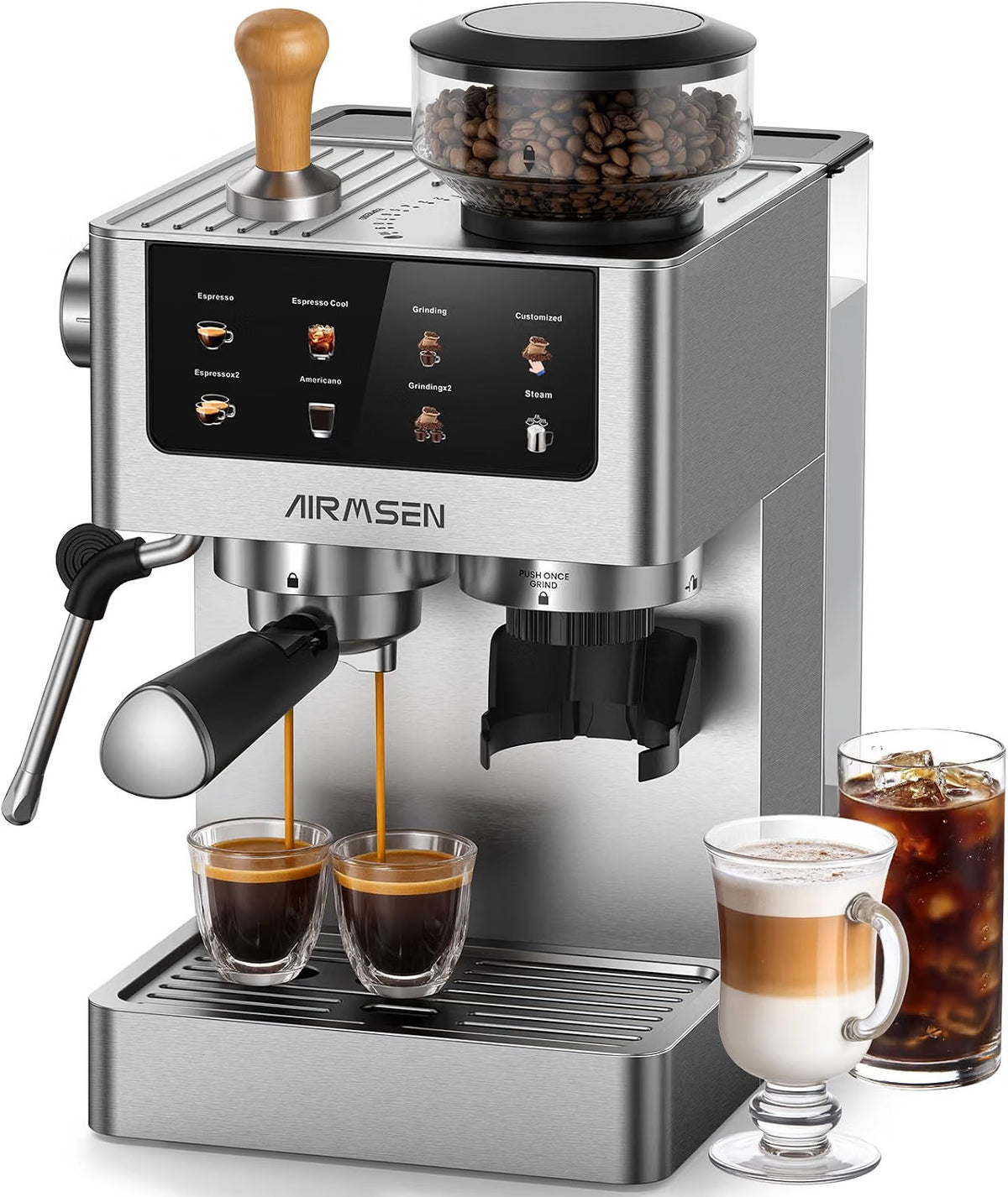 Bean To Cup Coffee Machine 20 Bar Grinder Milk Frother Touchscreen 1.8L 1350W