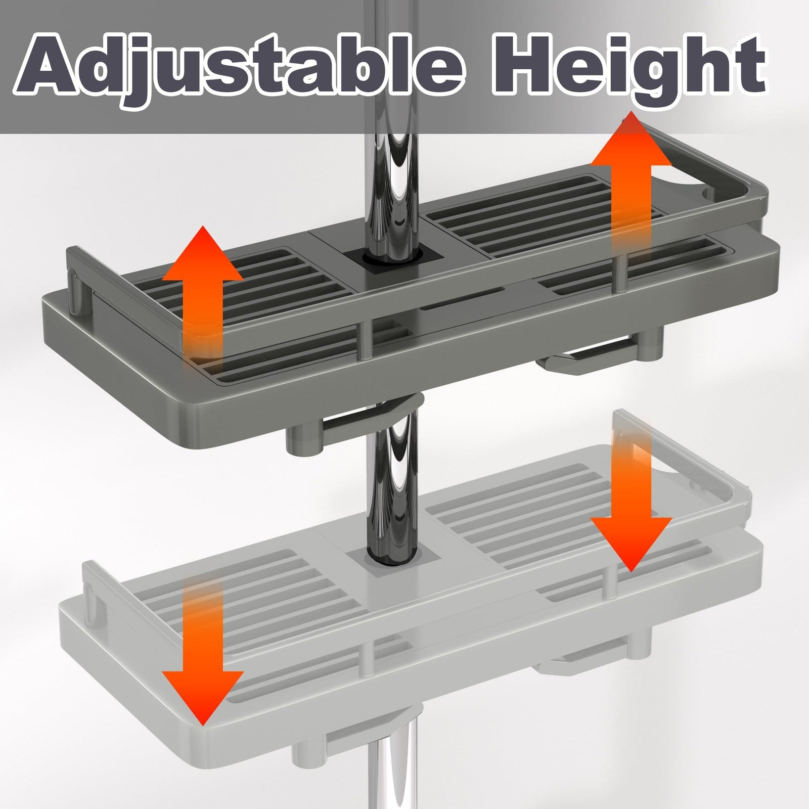 GOOPOOL Shower Caddy Bathroom Shelf Storage Shelf No Drilling 2 pcs Grey