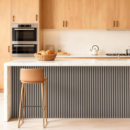 Wood Acoustic Wall Panels 120x60cm 2 Pack Slat Soundproof Wall Decor Grey Set
