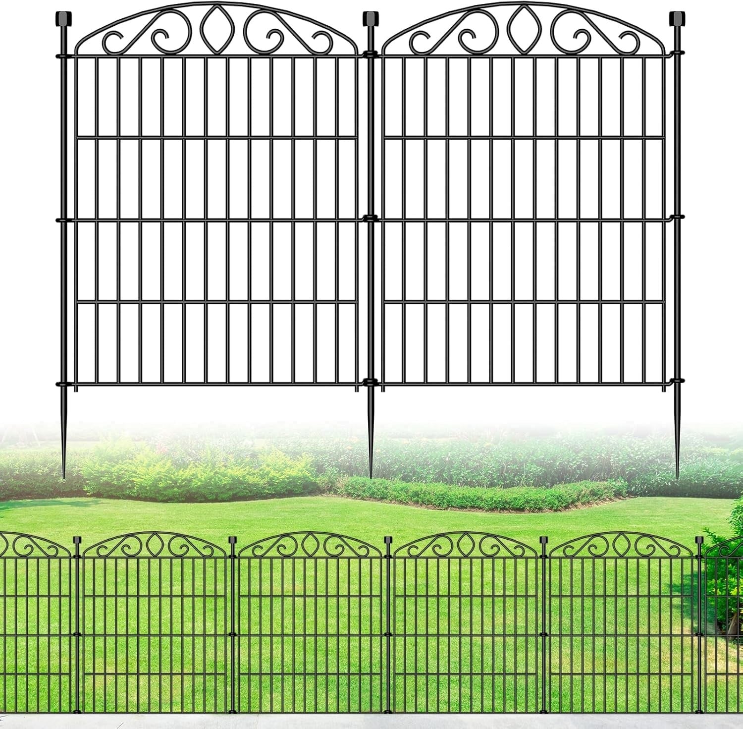 Garden Fence Panels Metal No Dig 76cm High 7.2m Long 12 Pack Animal Barrier