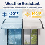 40x120in Polycarbonate Door Window Awning Canopy Clear Panel Black Bracket