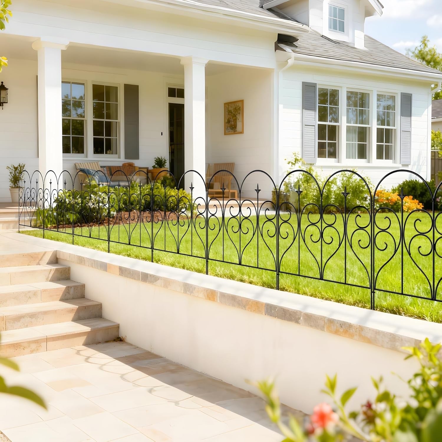 Metal Garden Fence Panels 10 Pack 6m Rustproof Border Edging No Dig 81x61cm