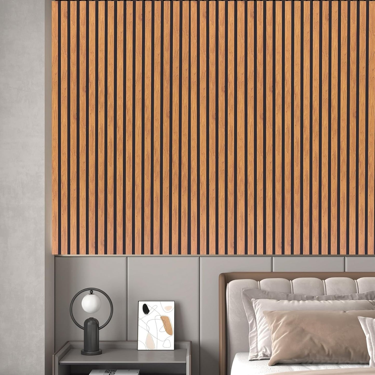Acoustic Wall Panels 3D Slat Wood Finish Sound Absorbing 2 Pack Walnut