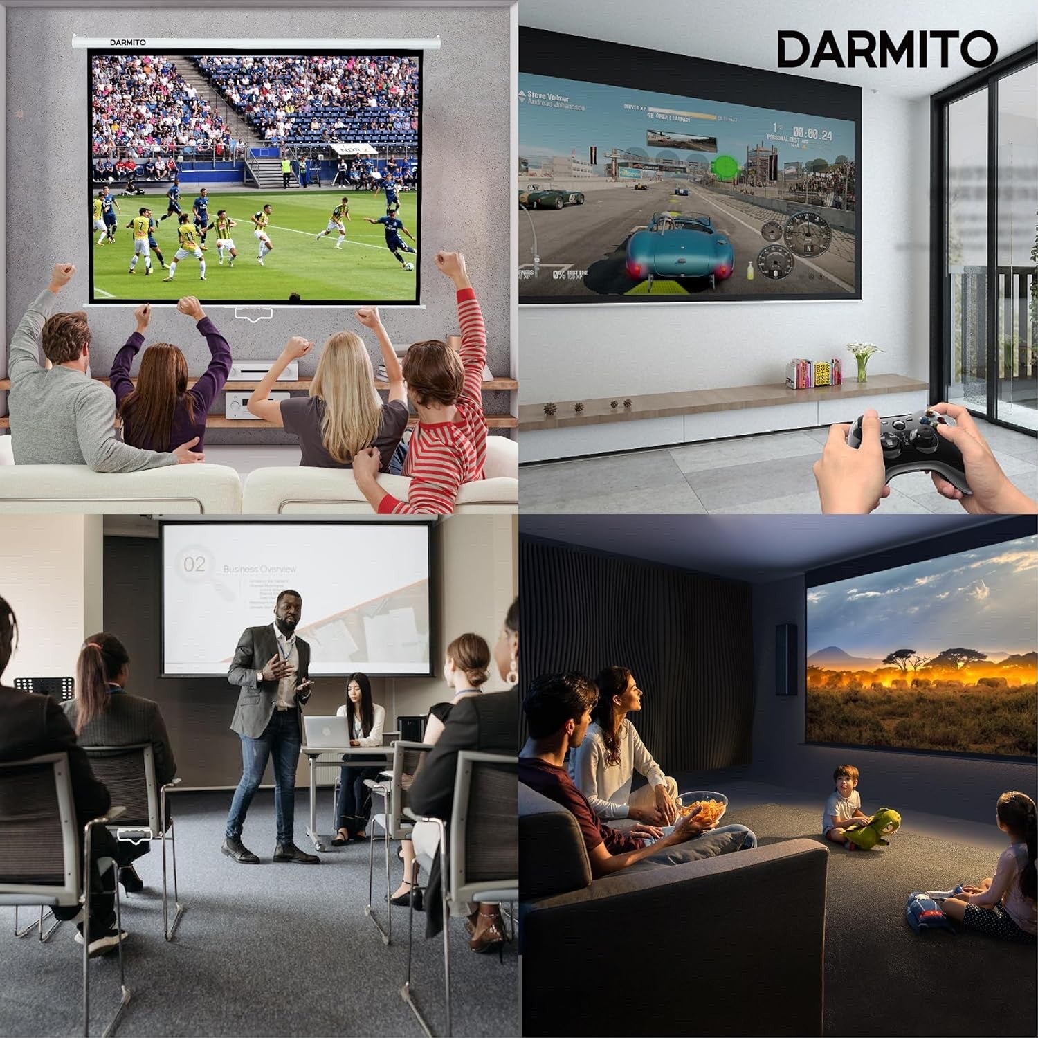 Darmito 100" 4:3 Motorised Projector Screen HD 3D 4K 8K +1.2 Gain with Remote