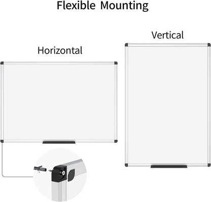 Magnetic Whiteboard Dry Erase Board 90x60cm Wall Mounted Aluminium Frame Tray