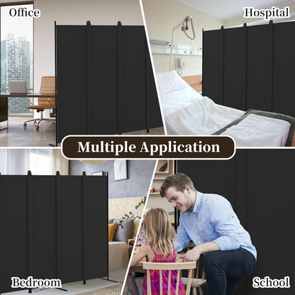 6 Panel Room Divider Folding Privacy Screen Freestanding Black Partition Home Of