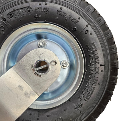 Jockey Wheel 48mm Pneumatic 10in Trailer Caravan Clamp Top Wind Galvanised Heavy