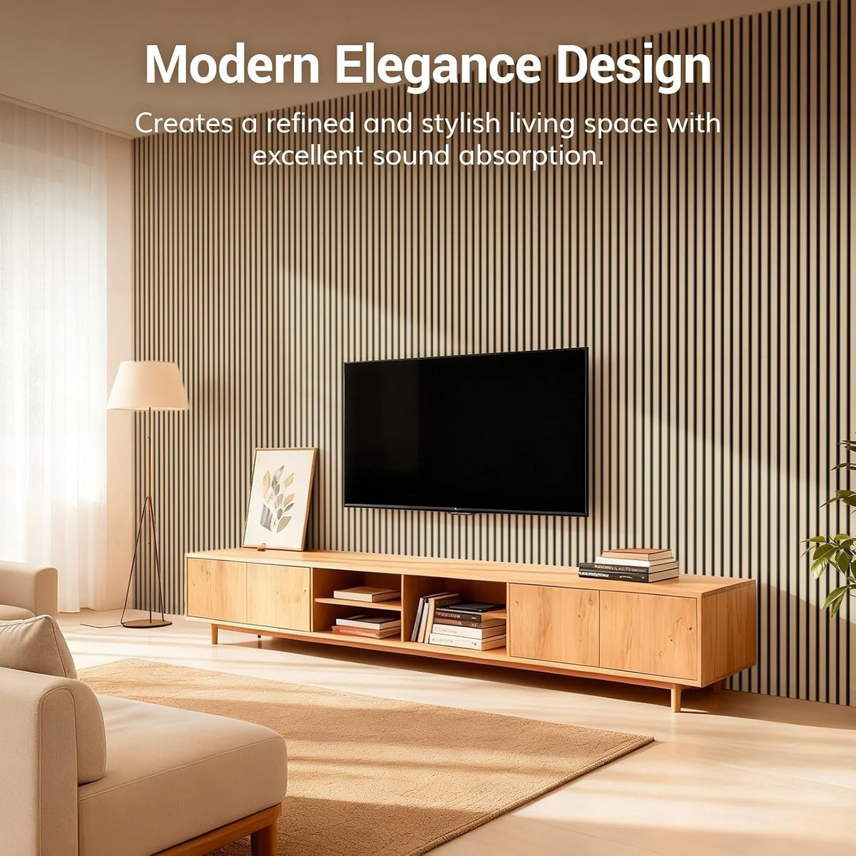 Acoustic Wood Wall Panels 2 Pack 120x60cm Natural Oak Slat Soundproof Decor