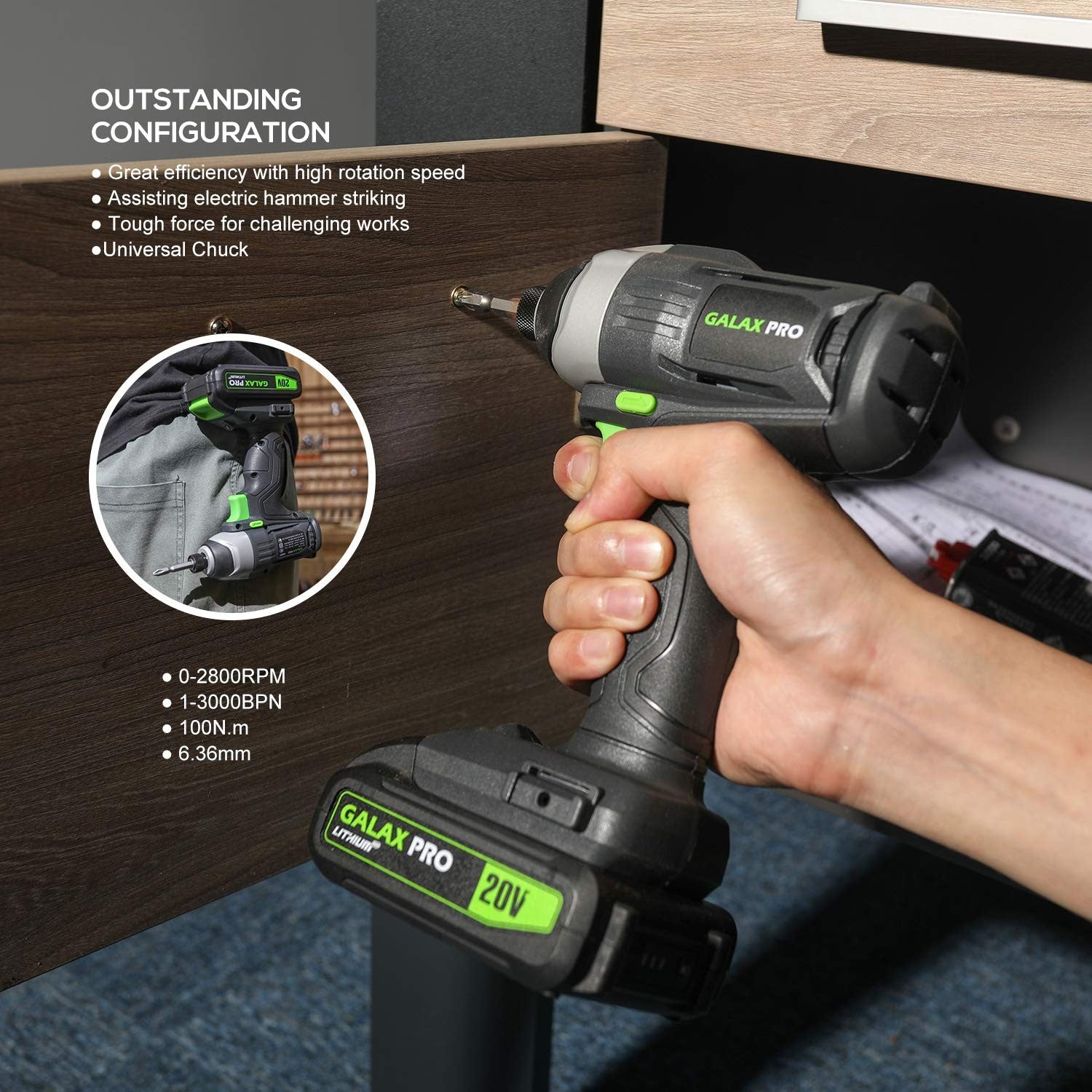 GALAX PRO 20V 2-speeds Drill Driver and Impact Driver Combo Kit Cordless