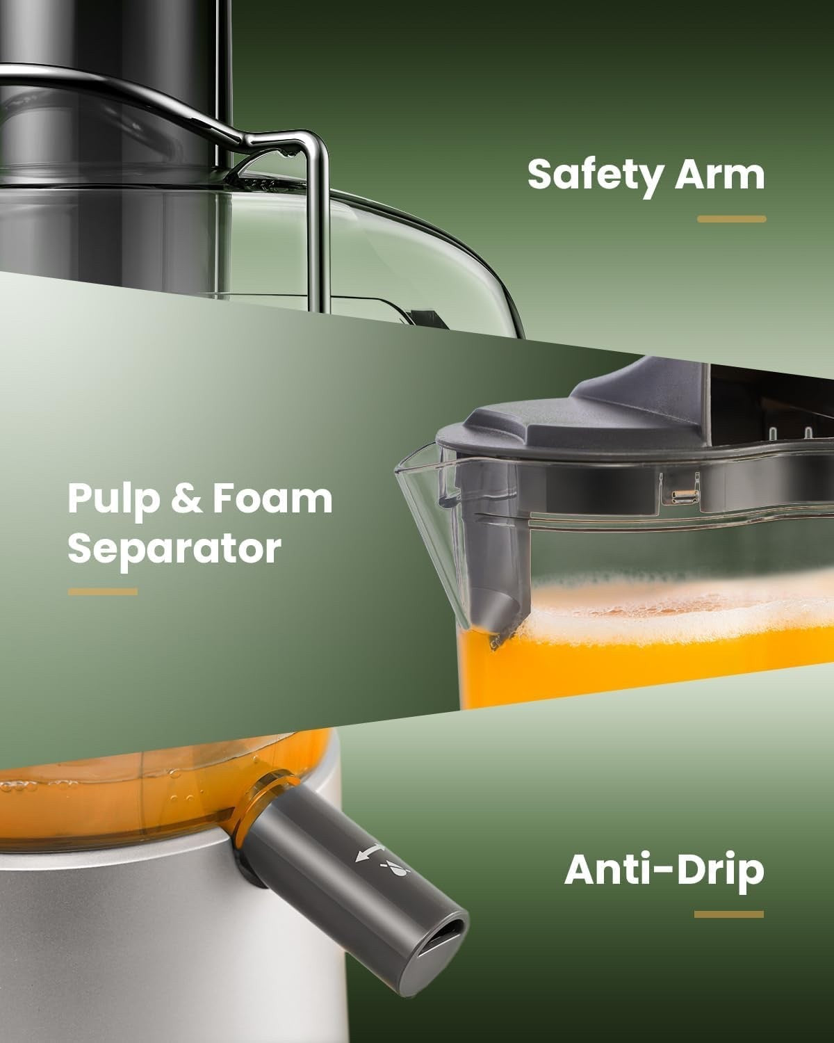 Juicer Machine Centrifugal Juice Extractor 1200W 2L 81mm Wide Mouth Fruit Veg