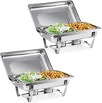 2x 9L Chafing Dish Stainless Steel Buffet Food Warmers Catering Set