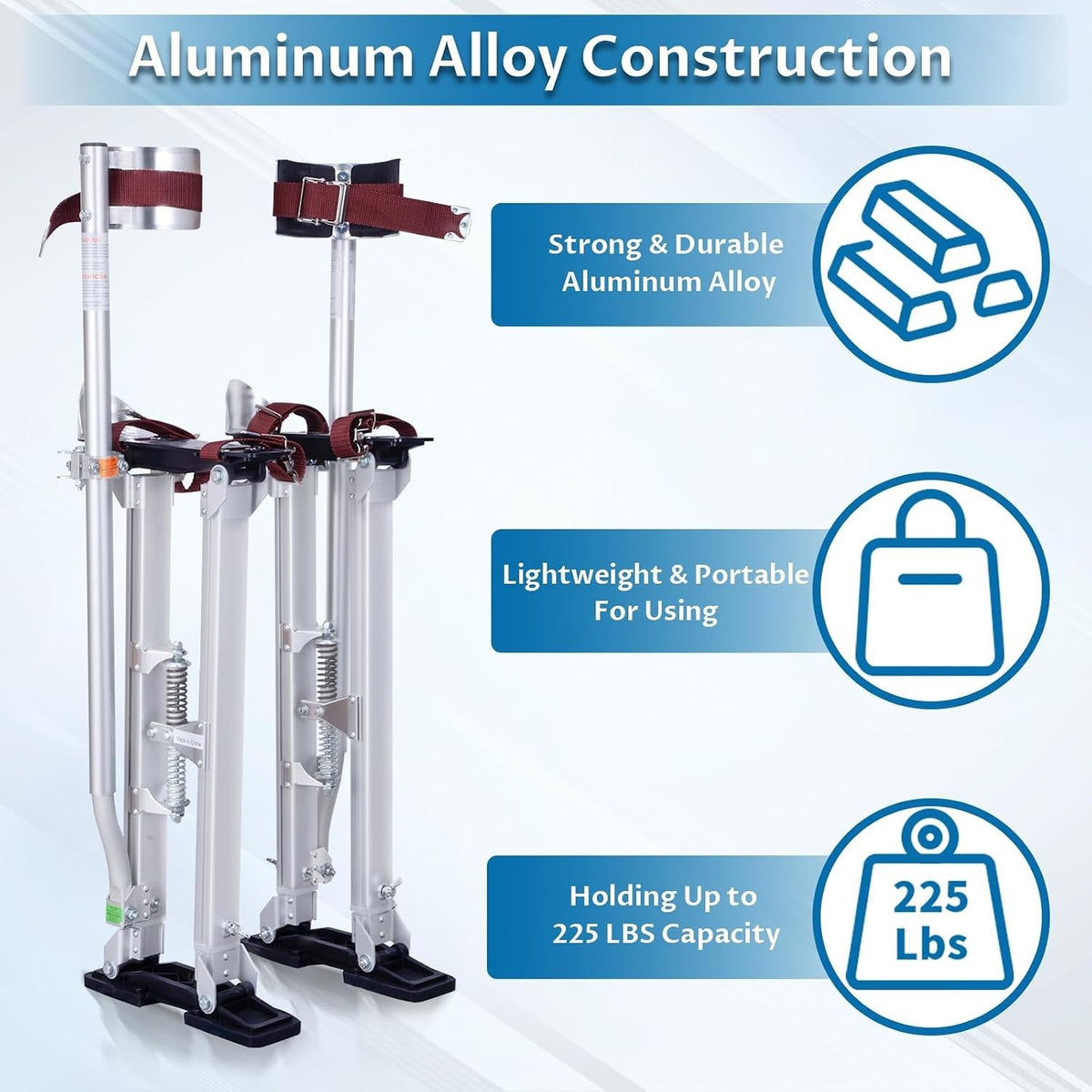 Drywall Stilts Aluminum Adjustable 24-40in Taping Painting Plastering Silver