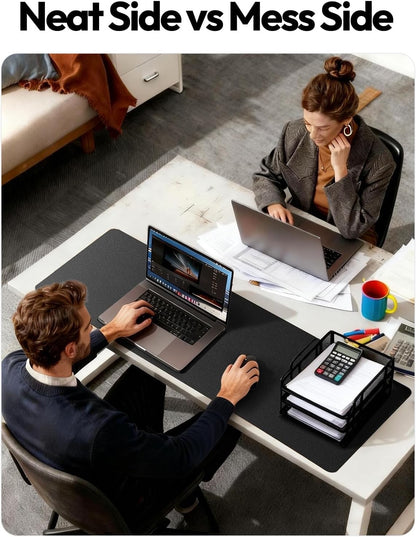 Desk Mat Mouse Pad Large 100x50cm Black Faux Leather Waterproof Non Slip