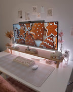 Bamboo Dual Monitor Stand Desk Shelf Riser Heavy Duty PC Laptop TV