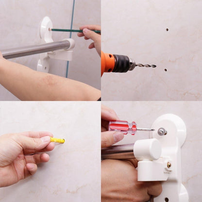 U Shaped Shower Curtain Rod Corner Rail 98x102cm Suction Mount Steel Bathroom