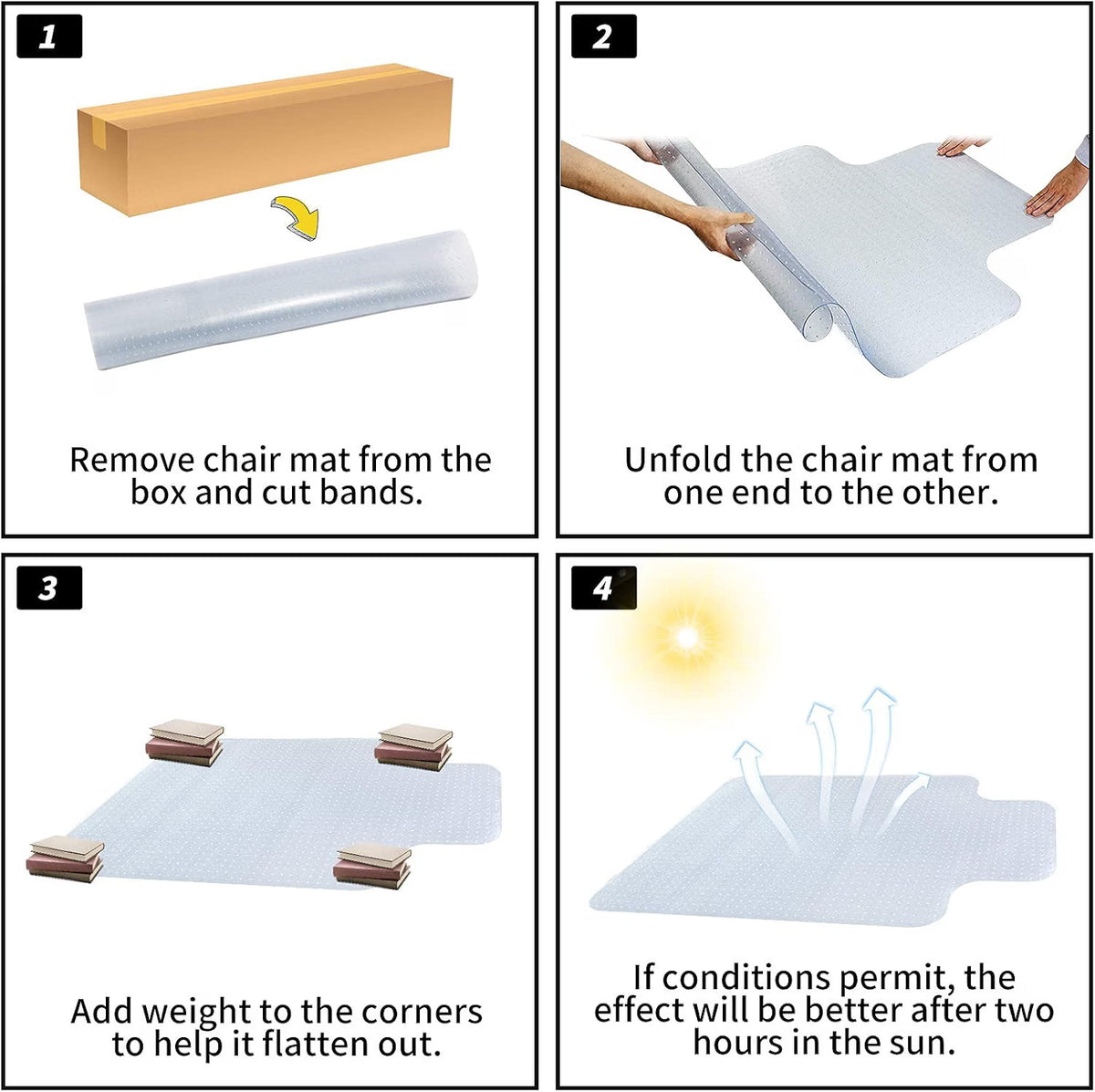 Chair Mat Carpet Floor 120x90cm with Lip PVC Clear Anti Slip Office Protector