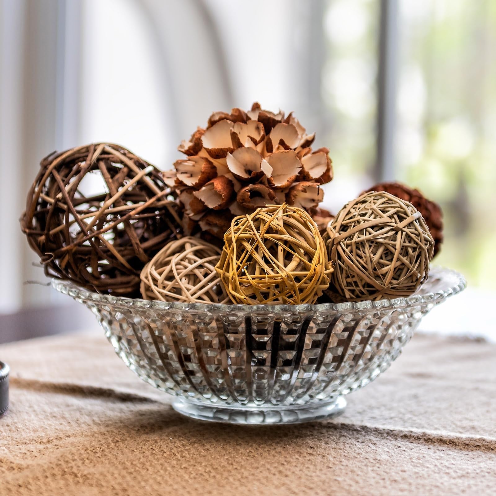 sourcing map 72 Pcs Wicker Rattan Balls, 1.2" 1.6" 2" 2.4" Wood Decorative Balls