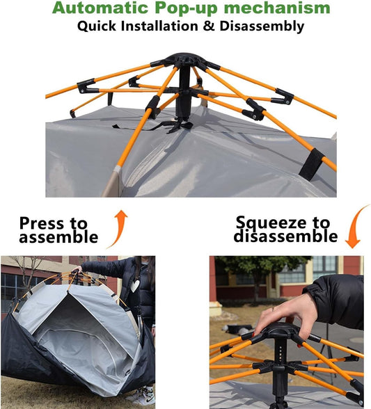 3 Man Pop Up Tent Waterproof Camping Dome 4 Season Porch Easy Setup Hiking