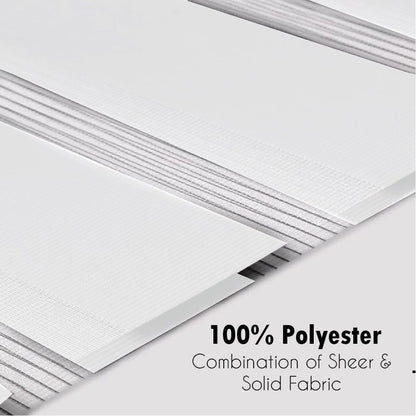 Zebra Roller Blinds Dual Layer No Drill Blackout Day Night 124x165cm White