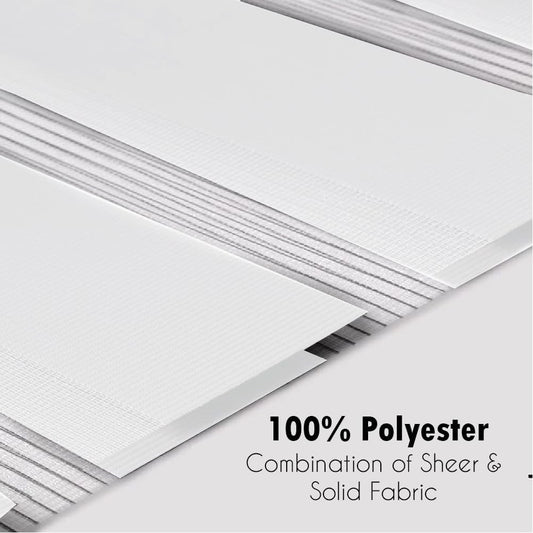 Zebra Roller Blinds Dual Layer No Drill Blackout Day Night 124x165cm White