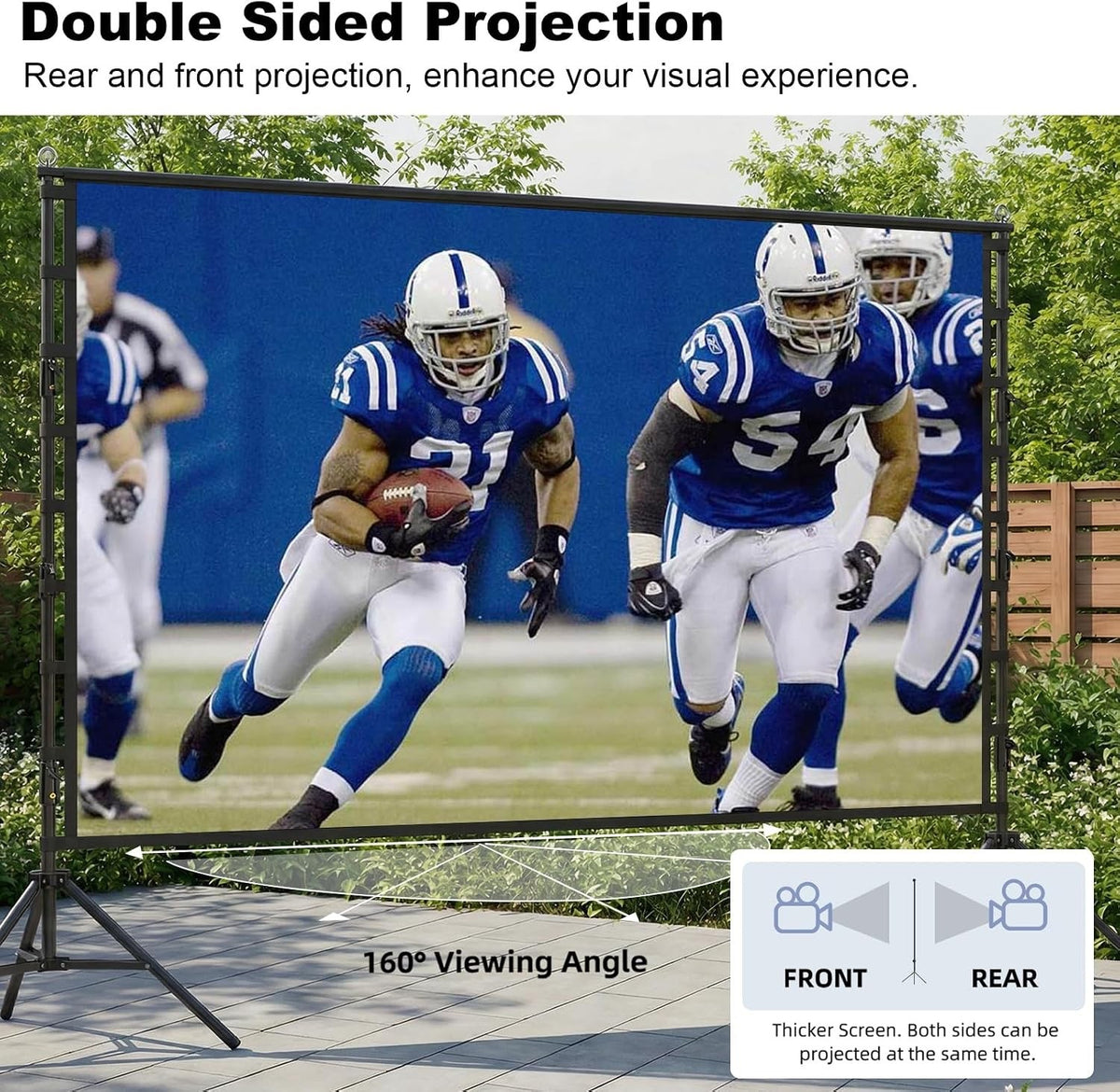 Projector Screen 200 Inch 16:9 4K Portable Stand Carry Bag Indoor Outdoor Cinema